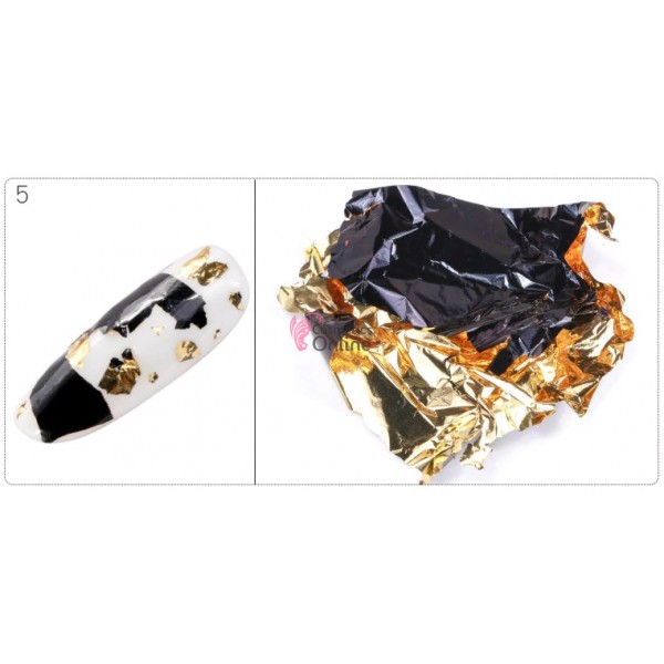 Foite subtiri colorate pentru decor unghii FSU05 Black Gold